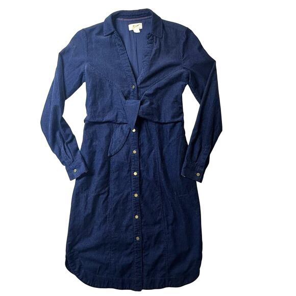Anthropologie Maeve Womans Button Down Dress Corduroy Tie Waist Sz 0 - Picture 2 of 8